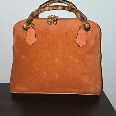 GUCCI Authentic  Bamboo  Suede ORANGE  Purse Satc… - image 1