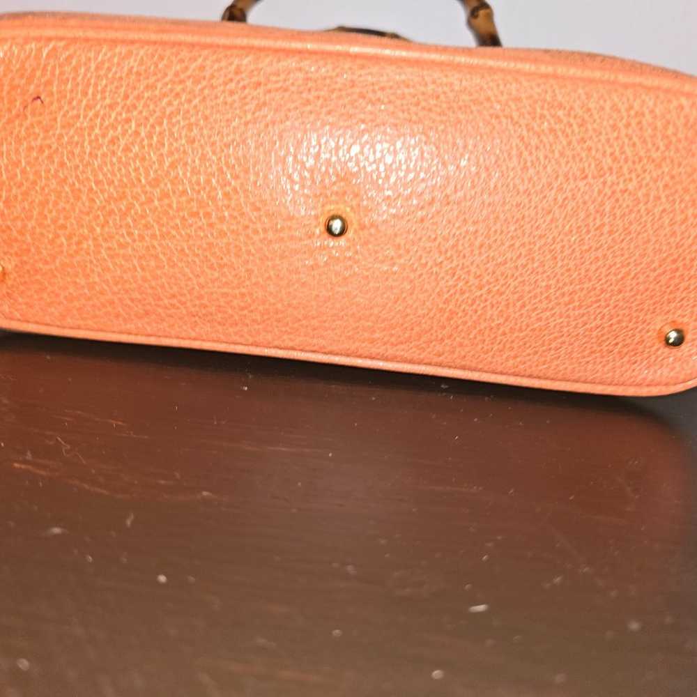 GUCCI Authentic  Bamboo  Suede ORANGE  Purse Satc… - image 4