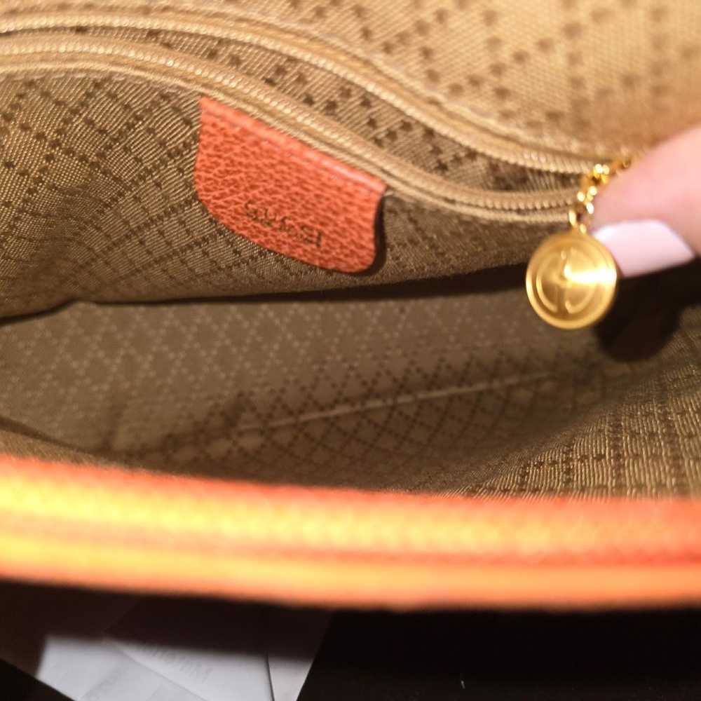 GUCCI Authentic  Bamboo  Suede ORANGE  Purse Satc… - image 5