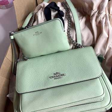 Coach Pistachio Flap Bag & Wrislet - image 1