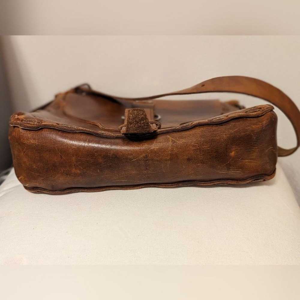 Vintage Large Handtooled Cognac Brown Leather Boh… - image 5