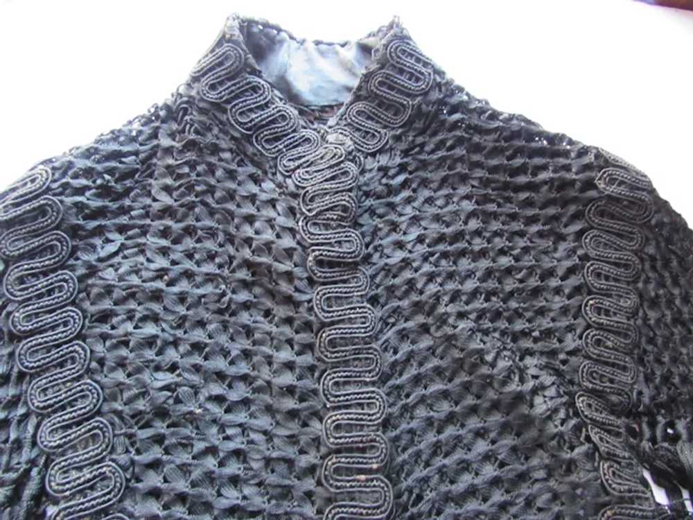 Authentic Antique Victorian Capelet Black Woven R… - image 10