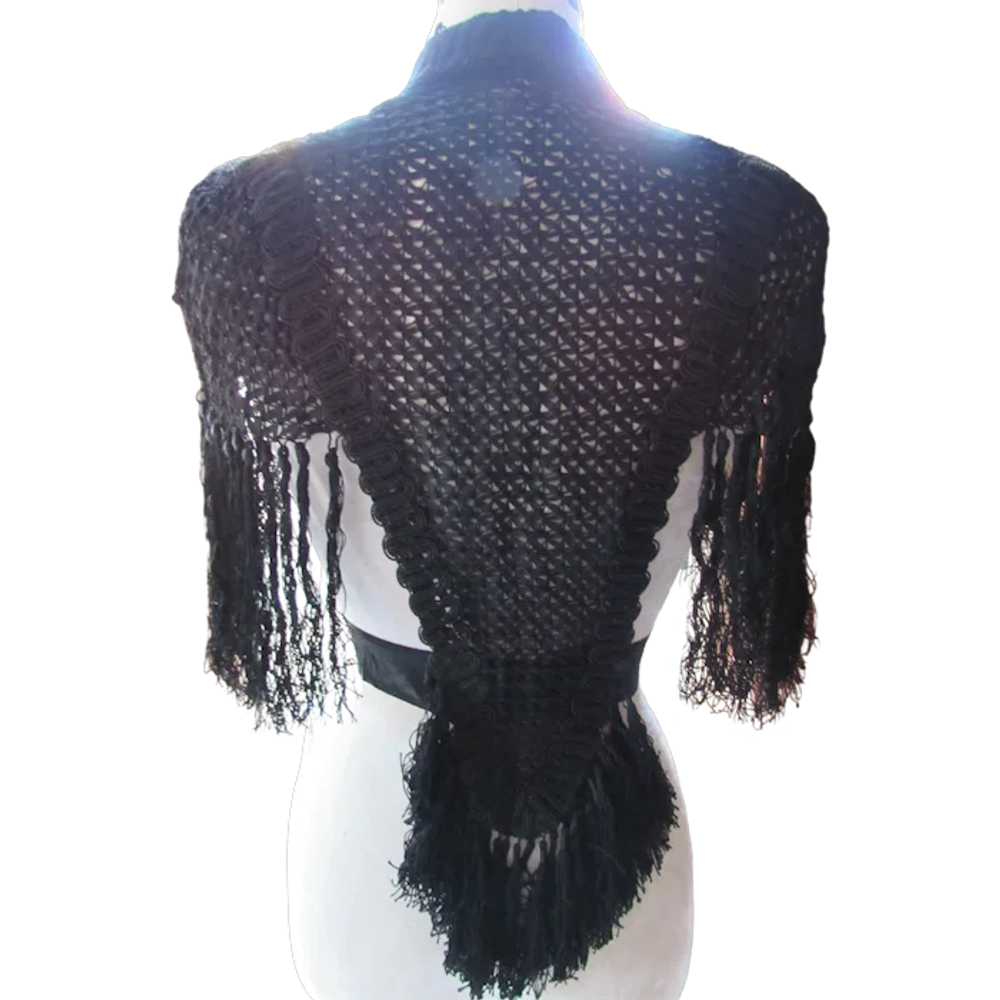 Authentic Antique Victorian Capelet Black Woven R… - image 1