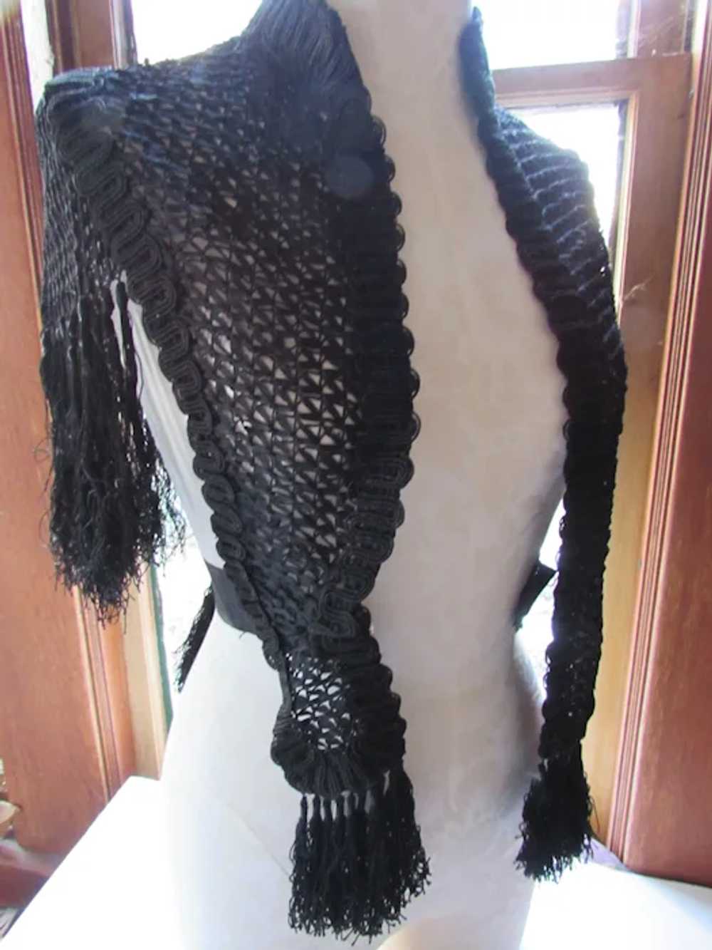 Authentic Antique Victorian Capelet Black Woven R… - image 3