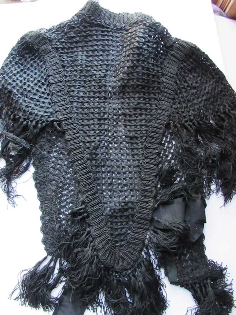 Authentic Antique Victorian Capelet Black Woven R… - image 5