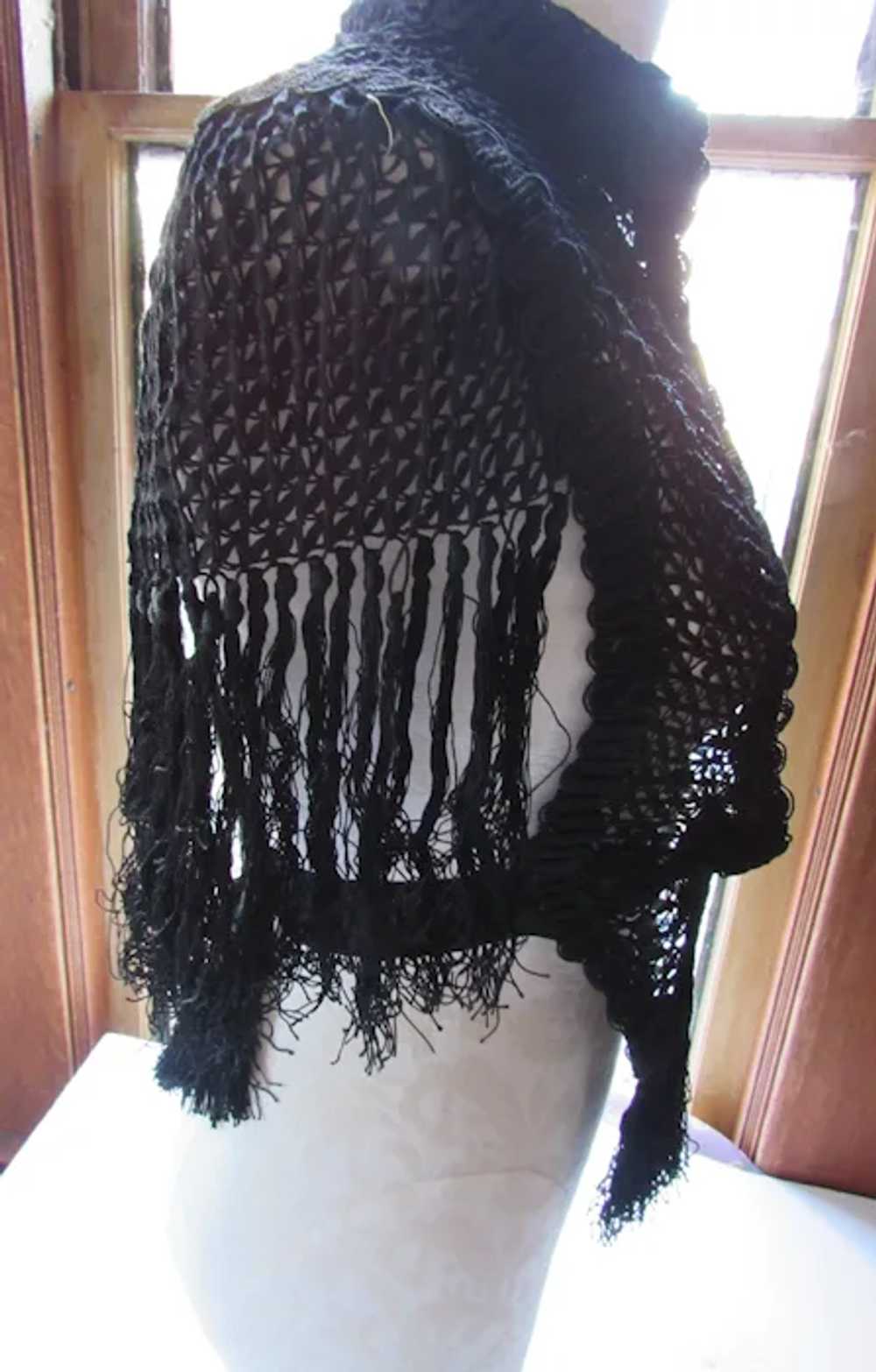 Authentic Antique Victorian Capelet Black Woven R… - image 7