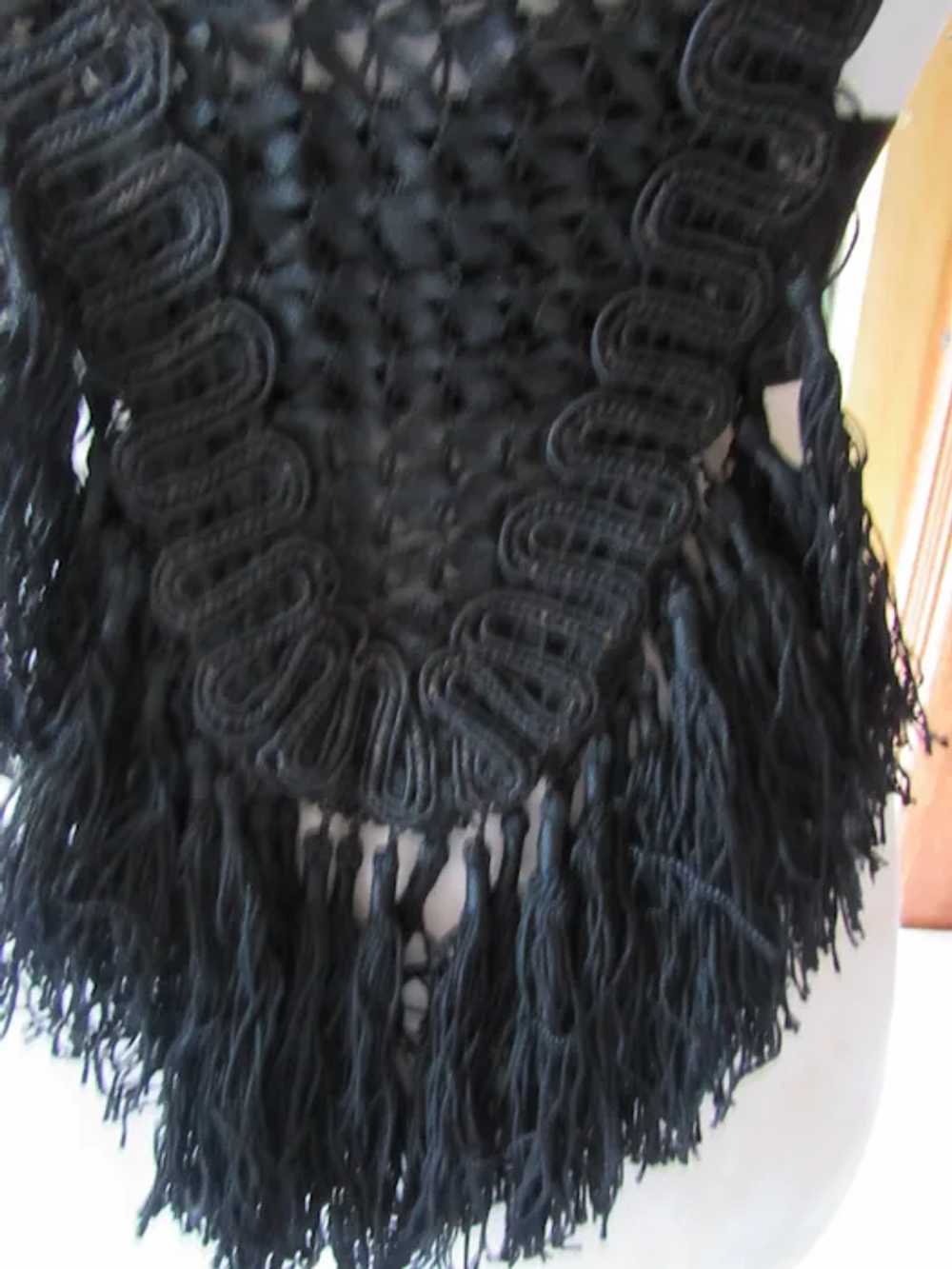 Authentic Antique Victorian Capelet Black Woven R… - image 8