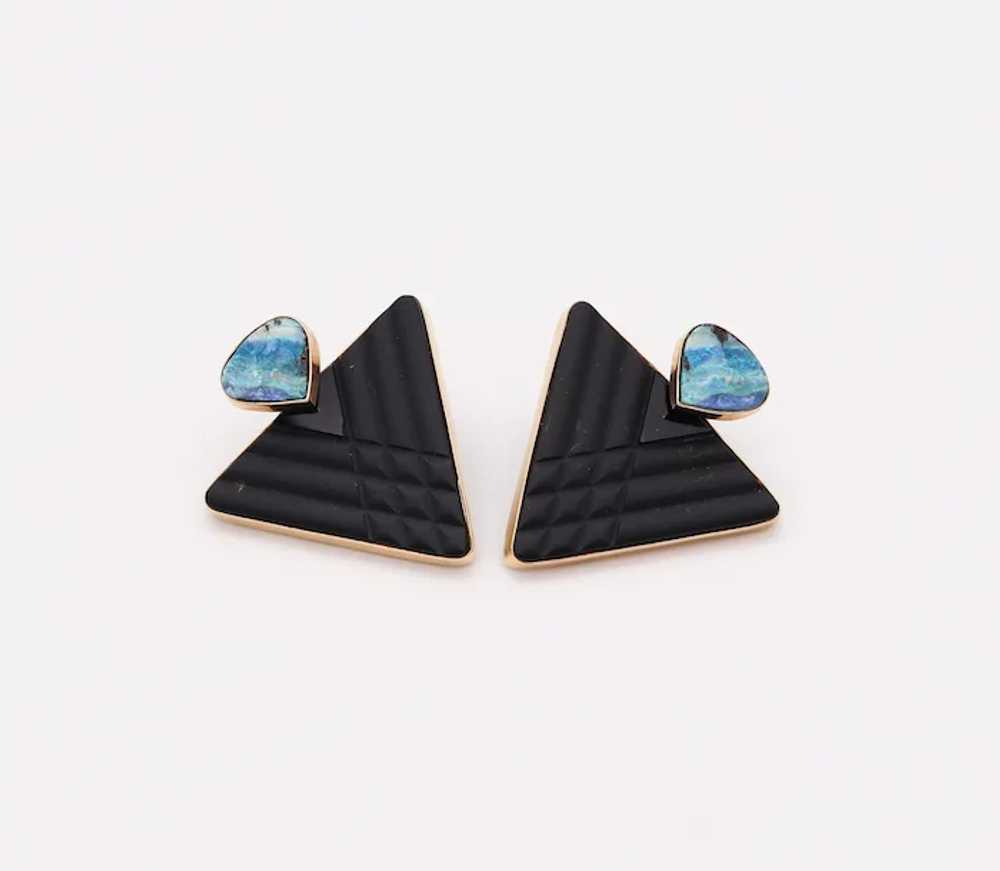 MODERNIST Studs Earrings In 14Kt Yellow Gold With… - image 7