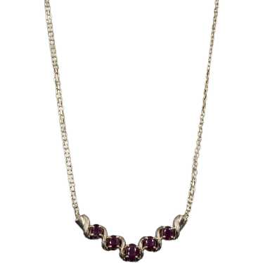 14K Yellow Gold Ruby Necklace