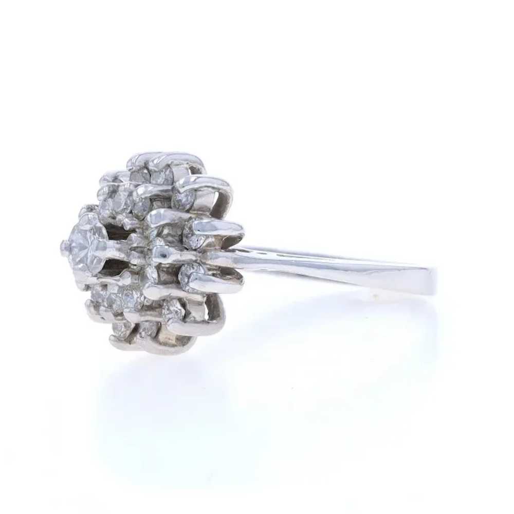 White Gold Diamond Cluster Cocktail Ring - 14k Ro… - image 3