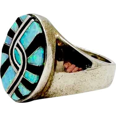 Opal Ring, Native American, Zuni, Black Onyx, Ster