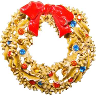 Fabulous Festive Signed ART Christmas Wreath Vinta