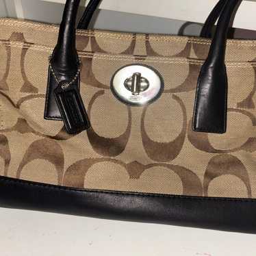 Coach Signature cheapest Canvas Leather Authentic Hamptons Optic Madeline Handbag Purse