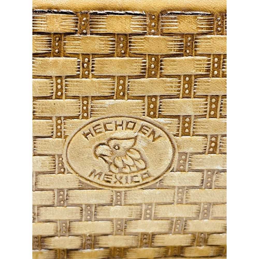 Vintage MCM Hand Tooled Tan Leather Purse Rose Ca… - image 9