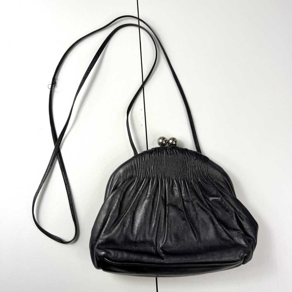 Vintage Etra Genuine Leather Black Crossbody Purse - image 1