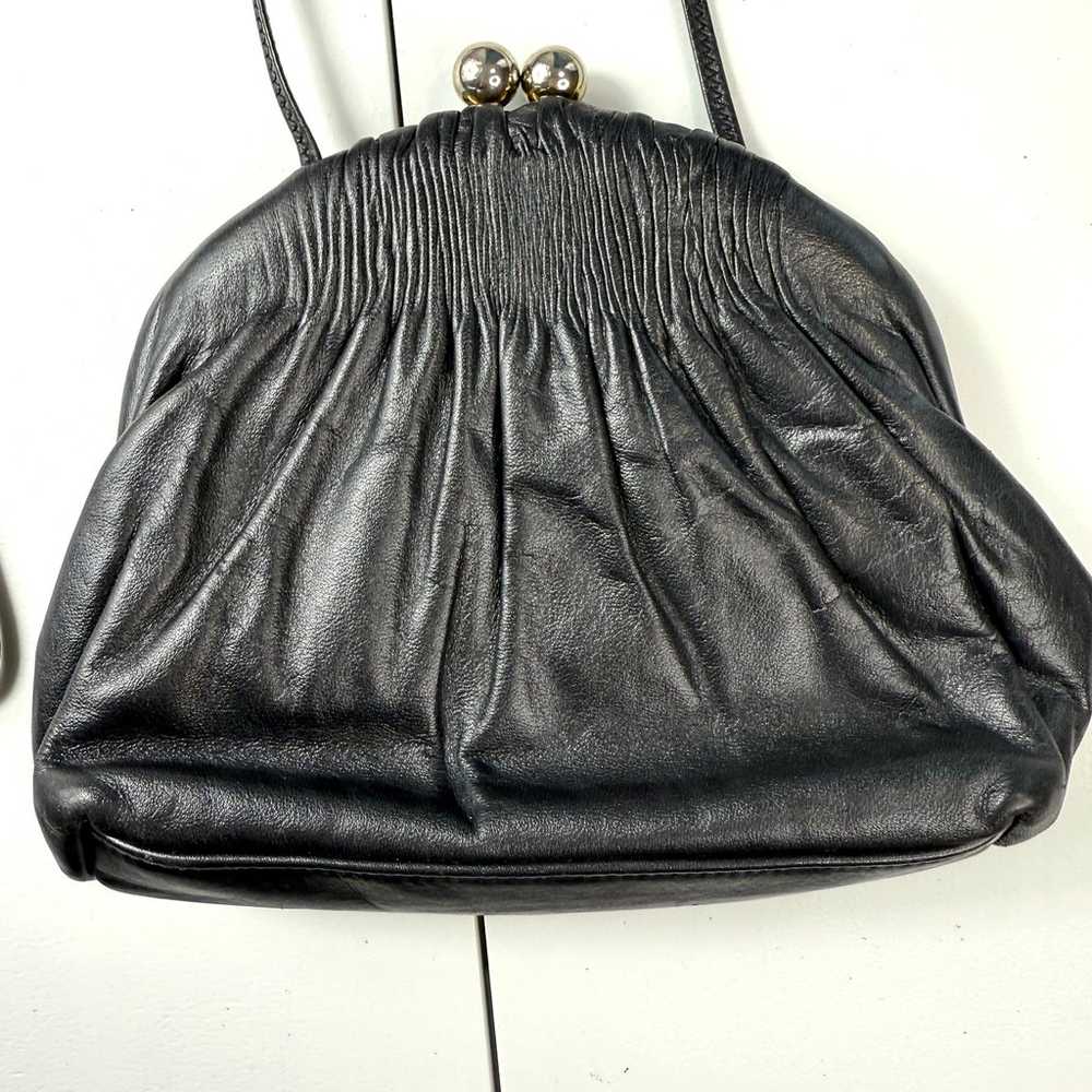 Vintage Etra Genuine Leather Black Crossbody Purse - image 3