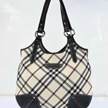 Burberry Black Leather, Canvas Shoulder Bag - image 1