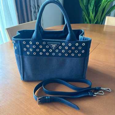 PRADA Canapa Denim Tote 2WAY Bag