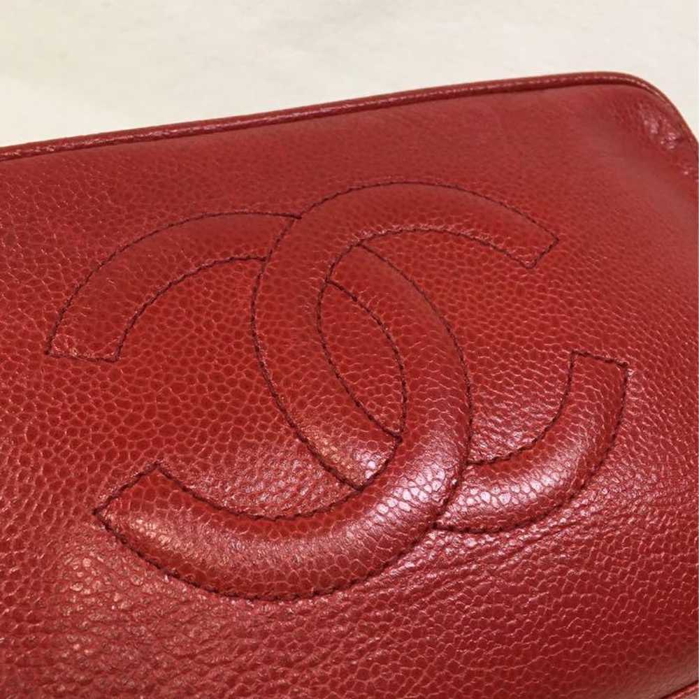 Chanel Coco Mark Caviar Skin Pouch Second Bag Han… - image 7