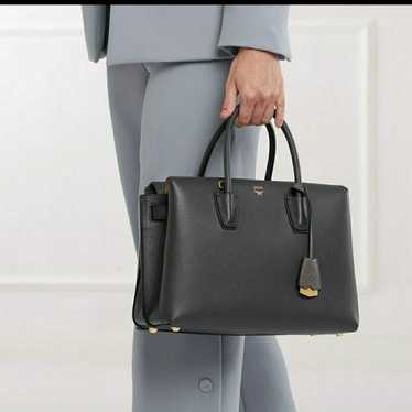 MCM Phantom Grey Leather Milla Medium Tote