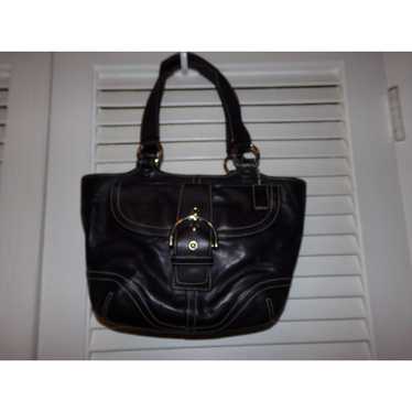 Vintage Coach black leather 2 handle shoulder bag… - image 1