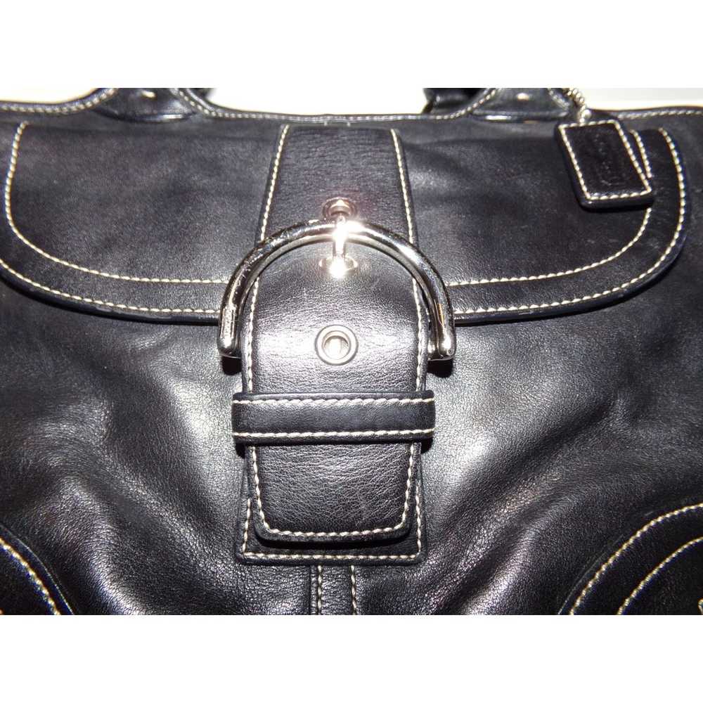 Vintage Coach black leather 2 handle shoulder bag… - image 2