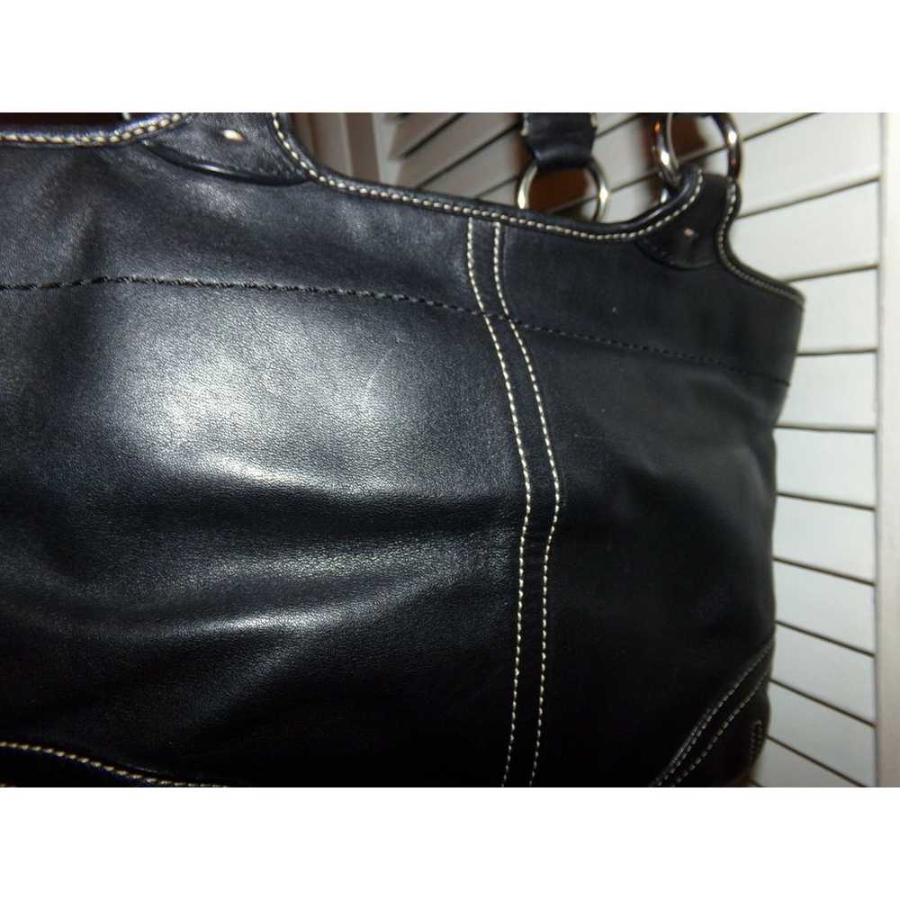 Vintage Coach black leather 2 handle shoulder bag… - image 5