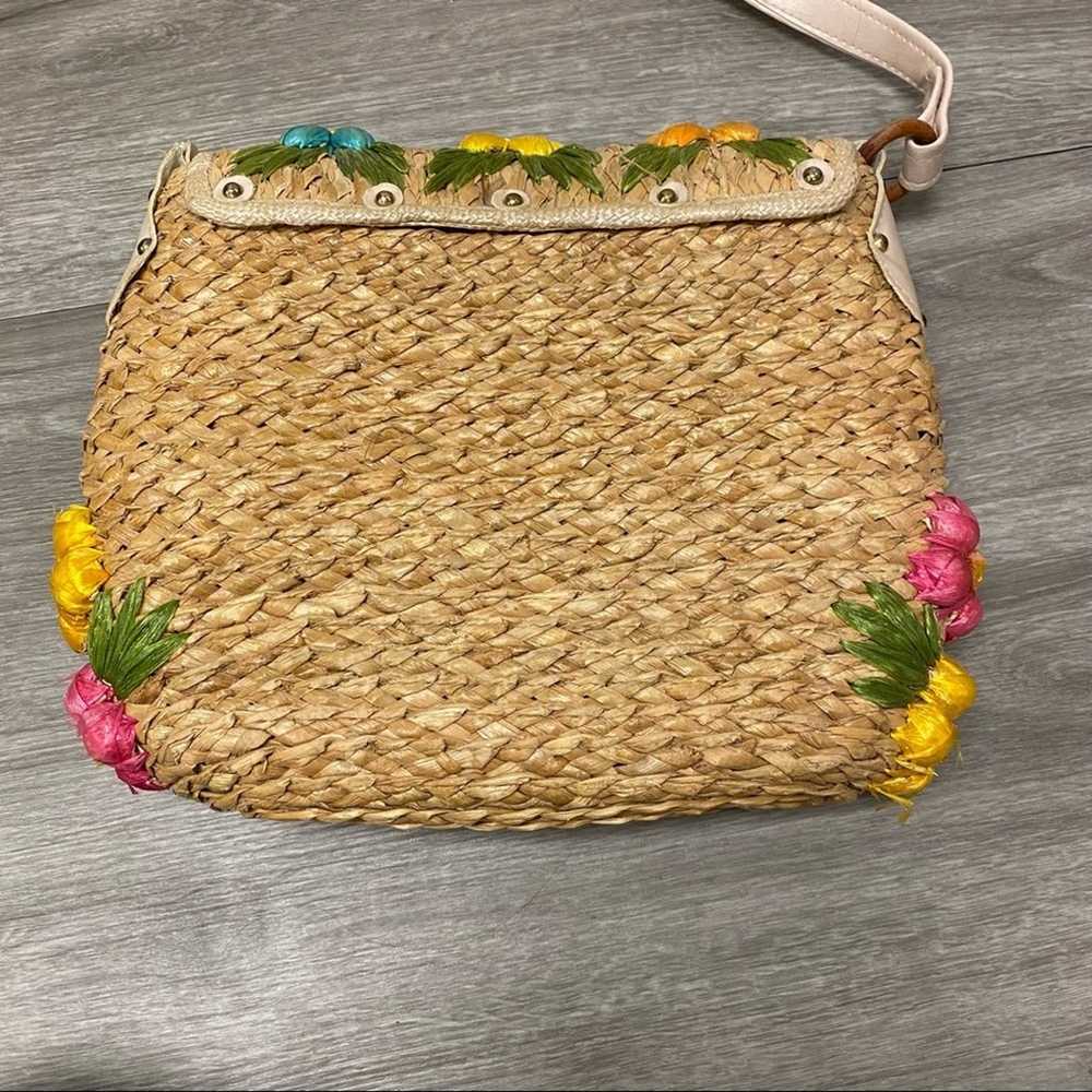 Vintage Basket Woven Crossbody with Floral Details - image 4