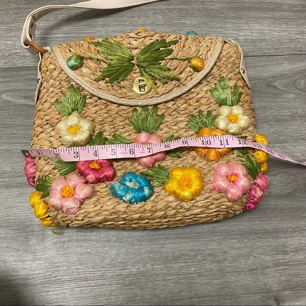 Vintage Basket Woven Crossbody with Floral Details - image 6