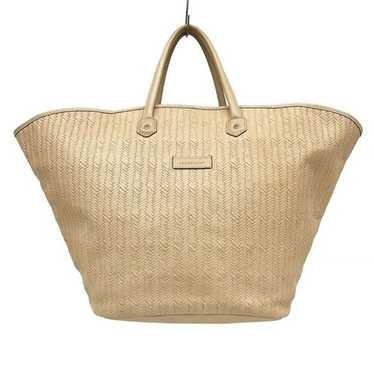 Auth LONGCHAMP Beige Leather Tote Bag - image 1