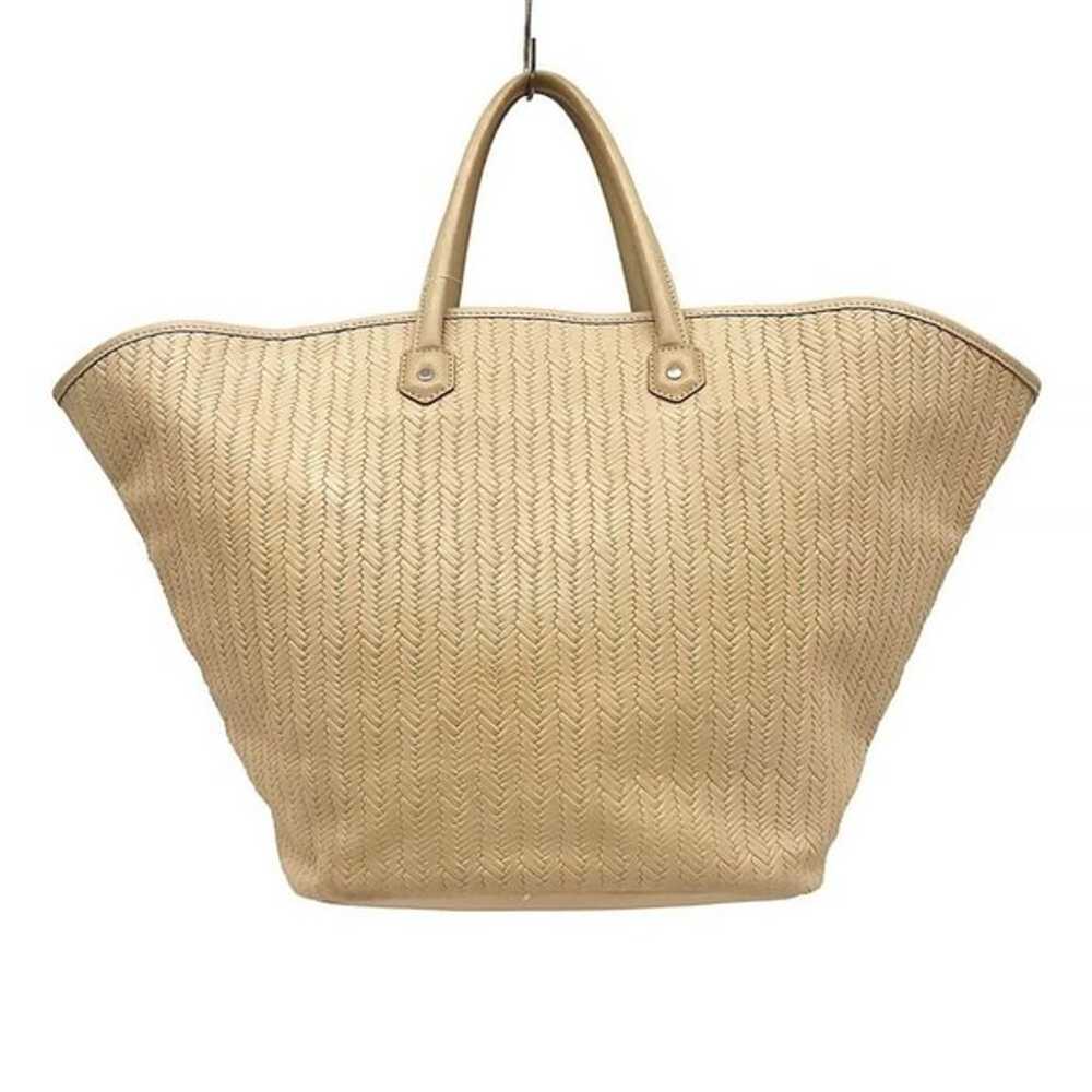 Auth LONGCHAMP Beige Leather Tote Bag - image 2