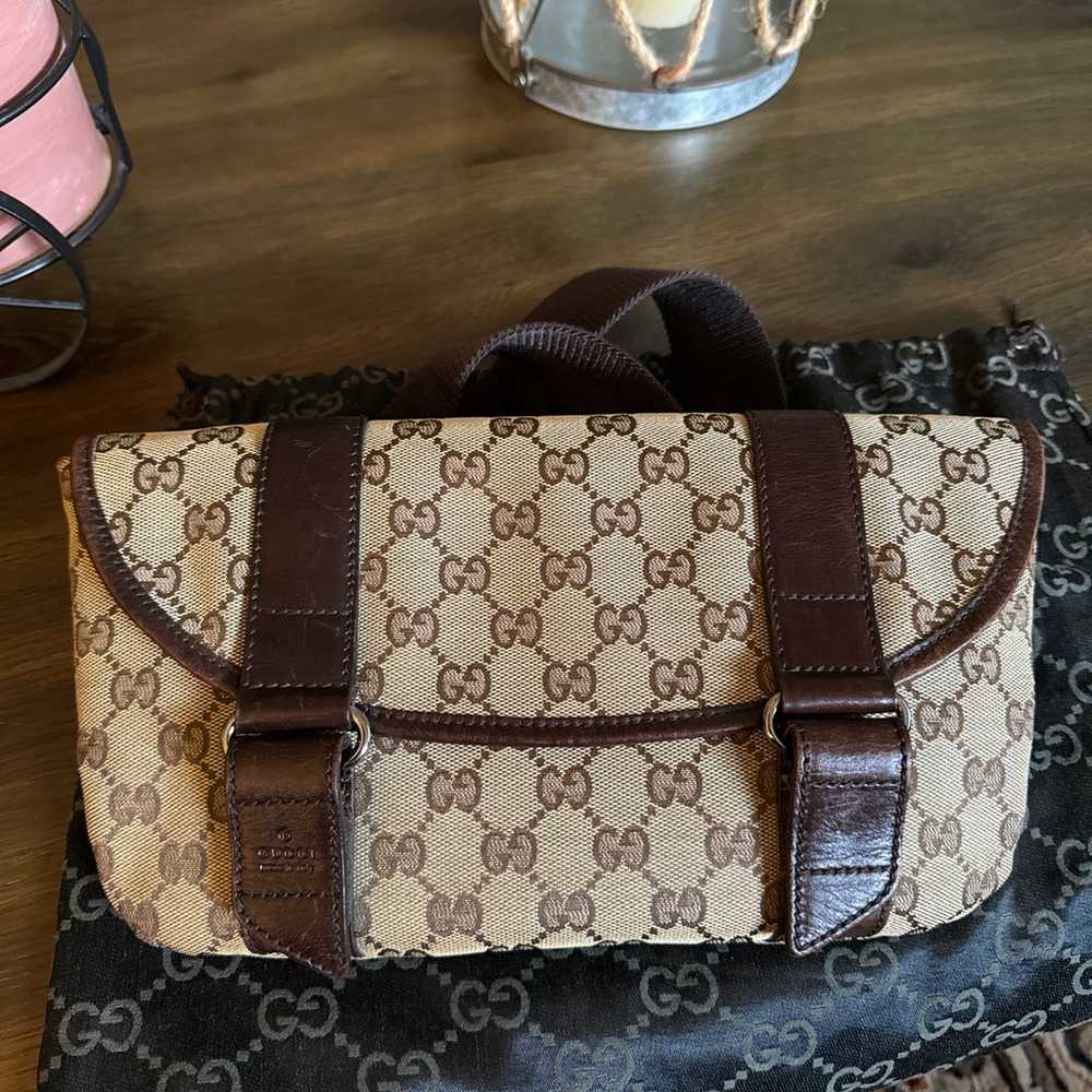 Gucci Belt Monogram Web Double Pocket Brown GG Su… - image 2