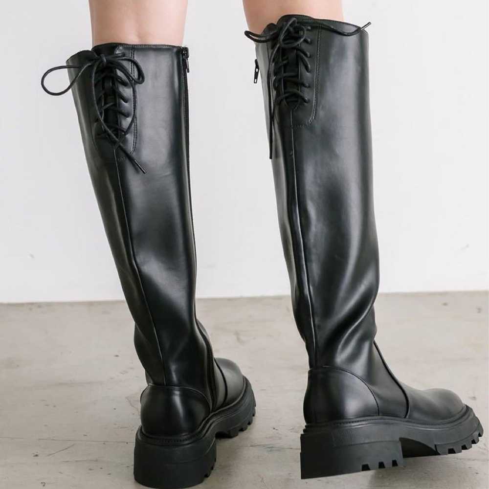 OLIVE des OLIVE Back Lace Up Long Boots Black - image 3