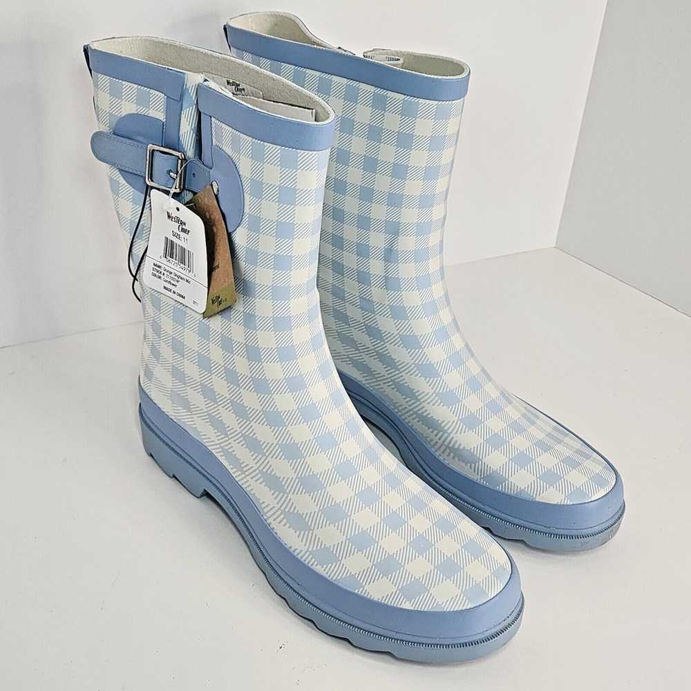 Western Chief Grunge Gingham Mid-Calf Blue Waterp… - image 1