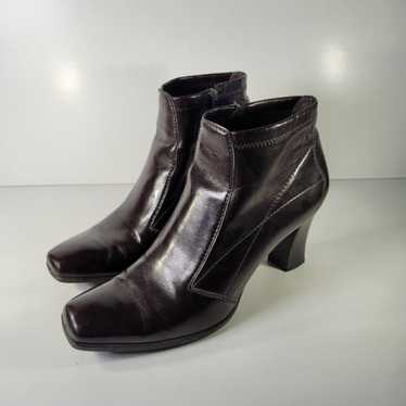 Franco Sarto brown square toe zip booties size 10