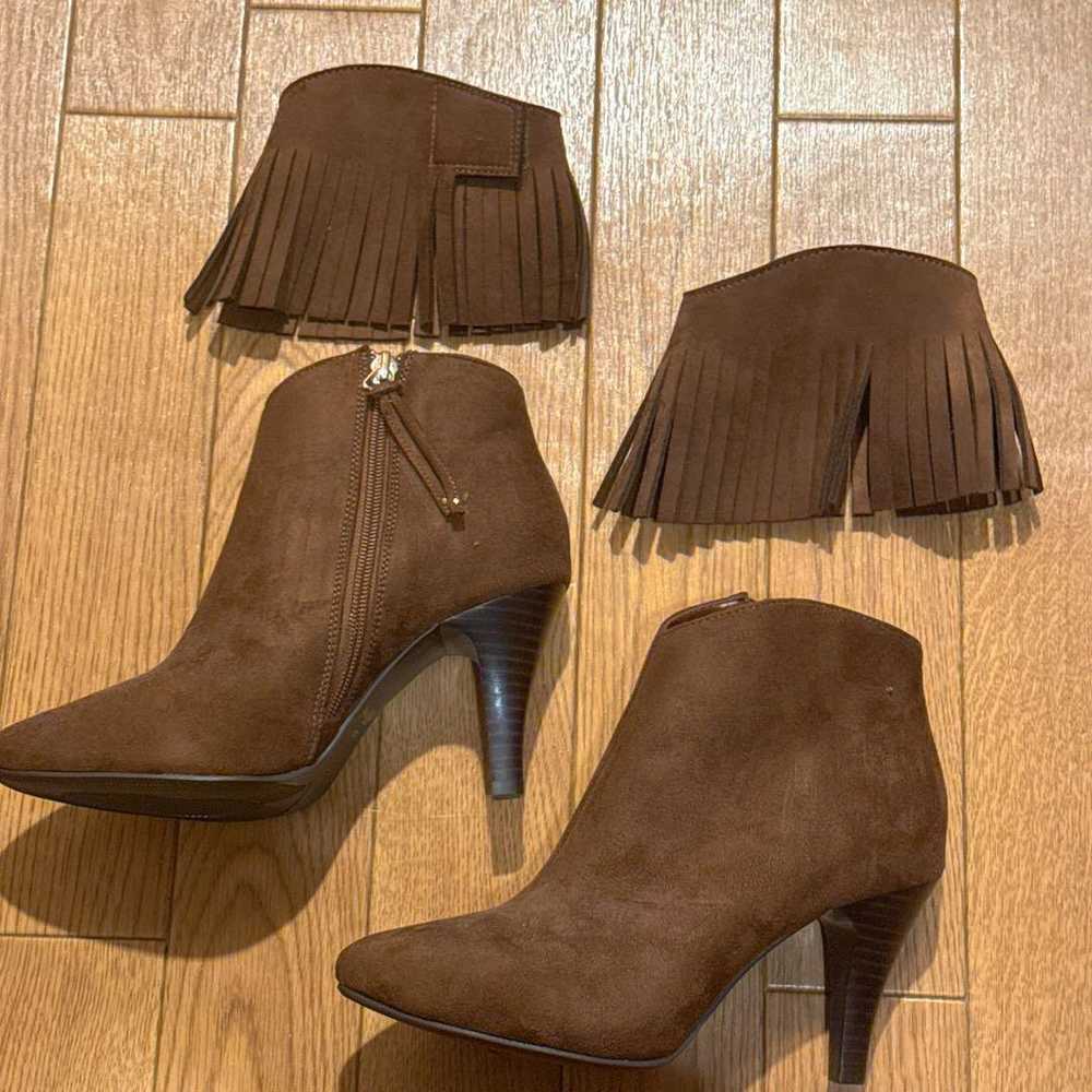 Brown Suede Fringe Boots Short Boots Booties REZOY - image 3