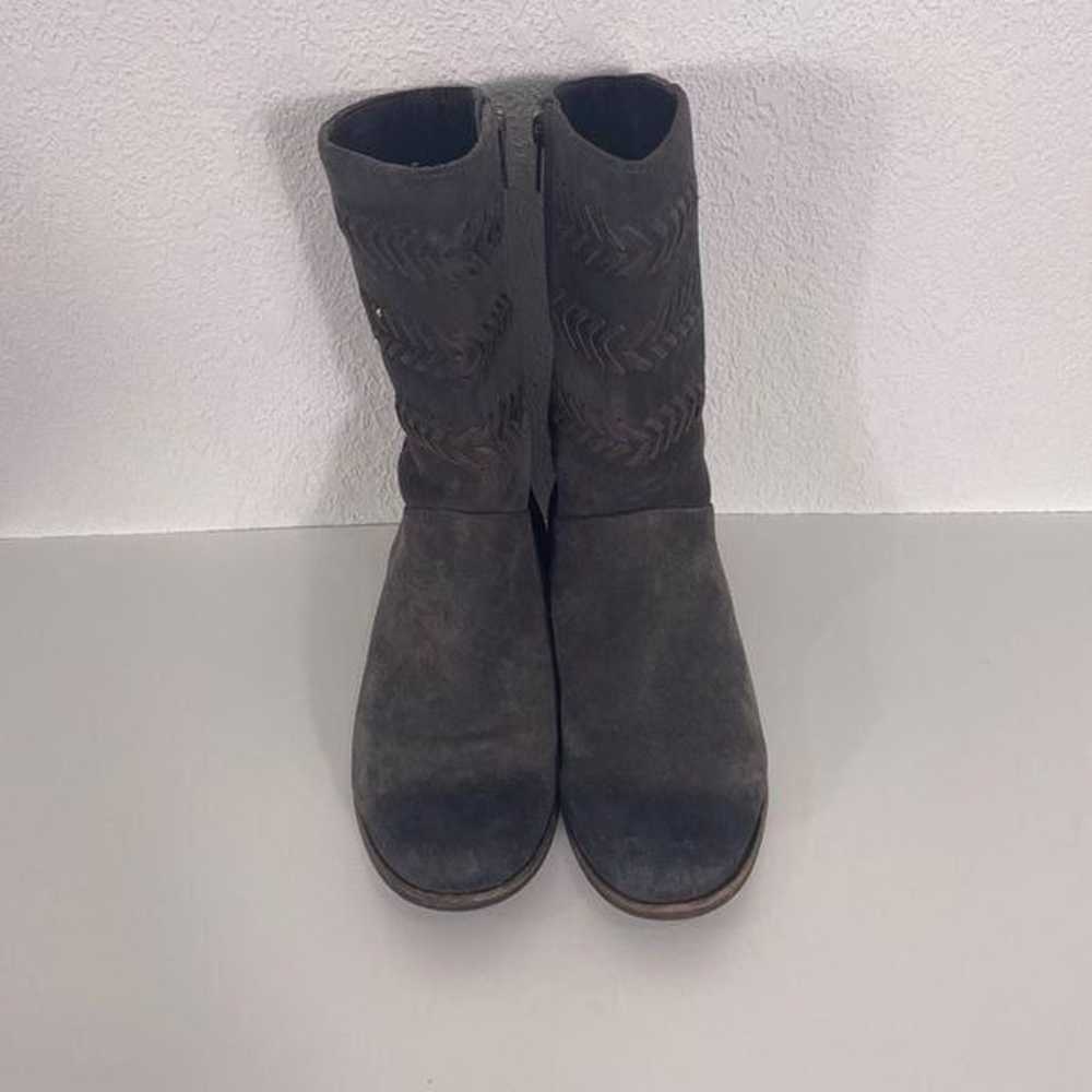 UGG Grey Suede Mid Calf with Embroidered Detailin… - image 3