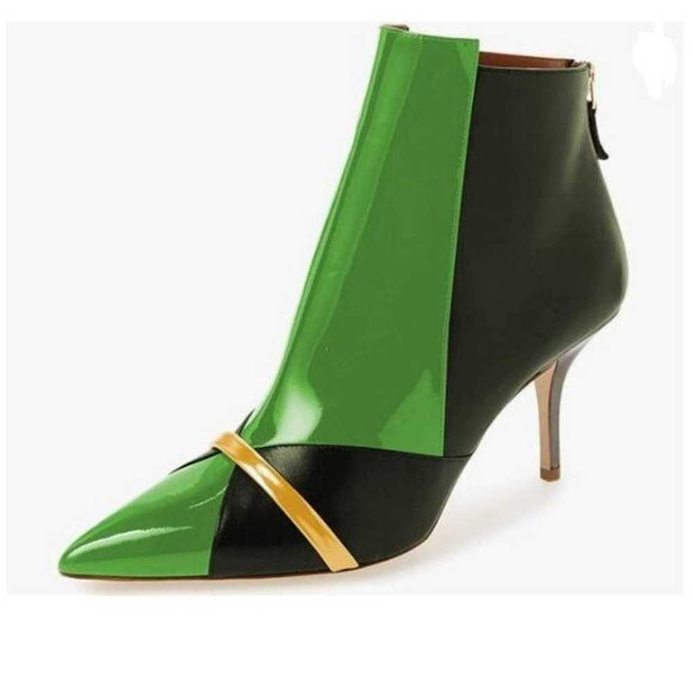 FSJ Yellow And Green Glossy High Heel Pointed Toe… - image 1