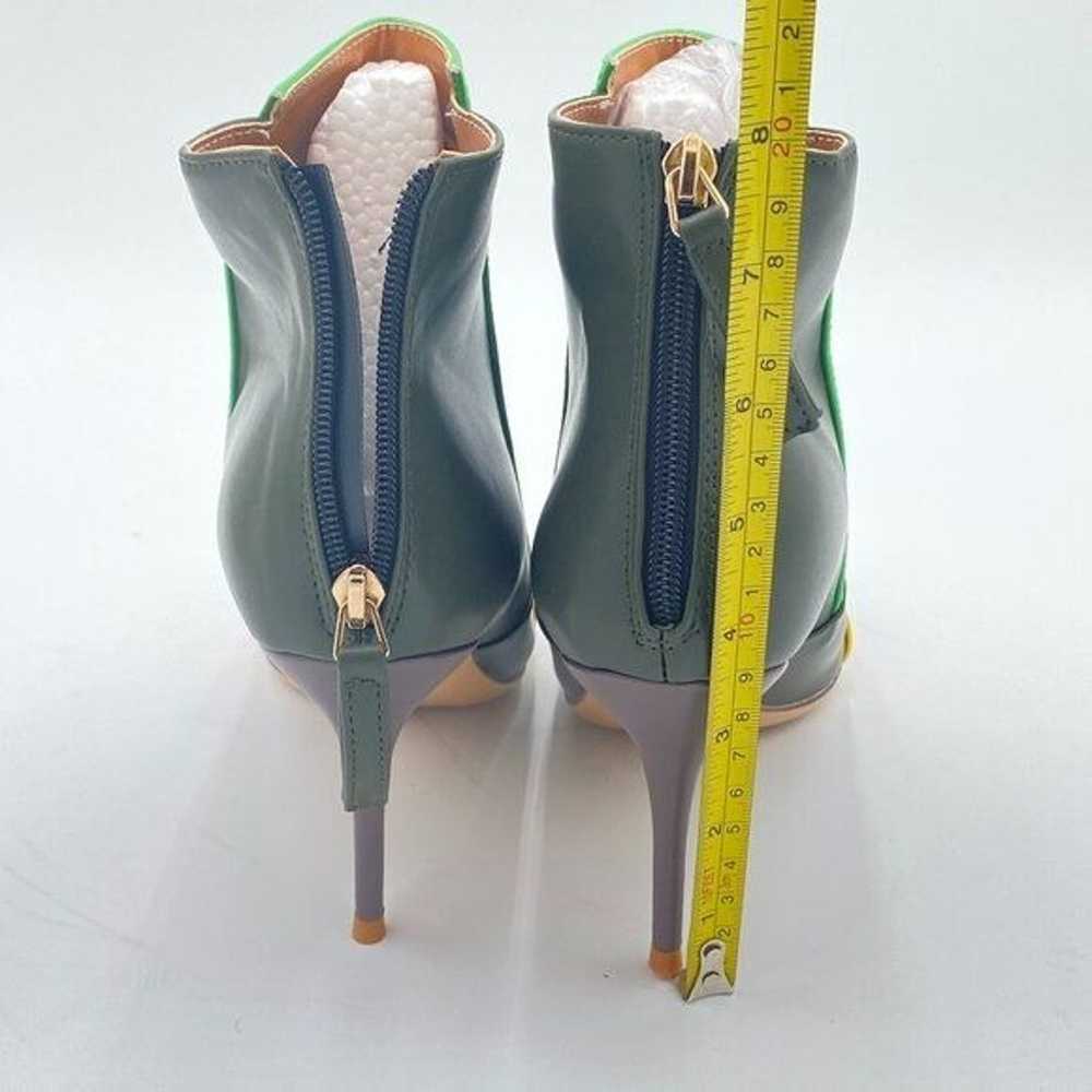 FSJ Yellow And Green Glossy High Heel Pointed Toe… - image 5