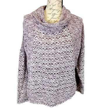 North River Cowl-neck Purple and White Knit Sweat… - image 1