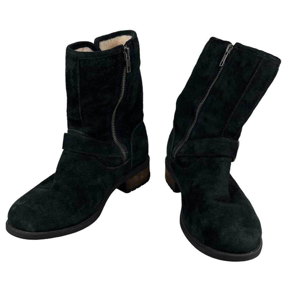 UGG Chaney Boots 6 Black Suede Buckle Moto 1006042 - image 6