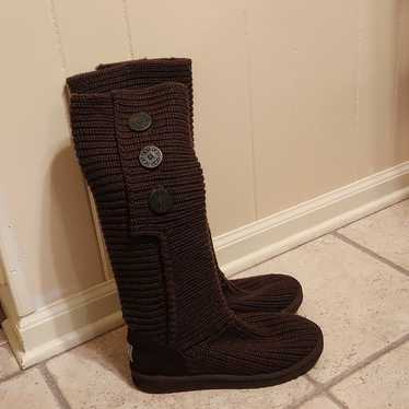 Ugg Women's Classic Cardy Brown Knit Winter Boots… - image 1