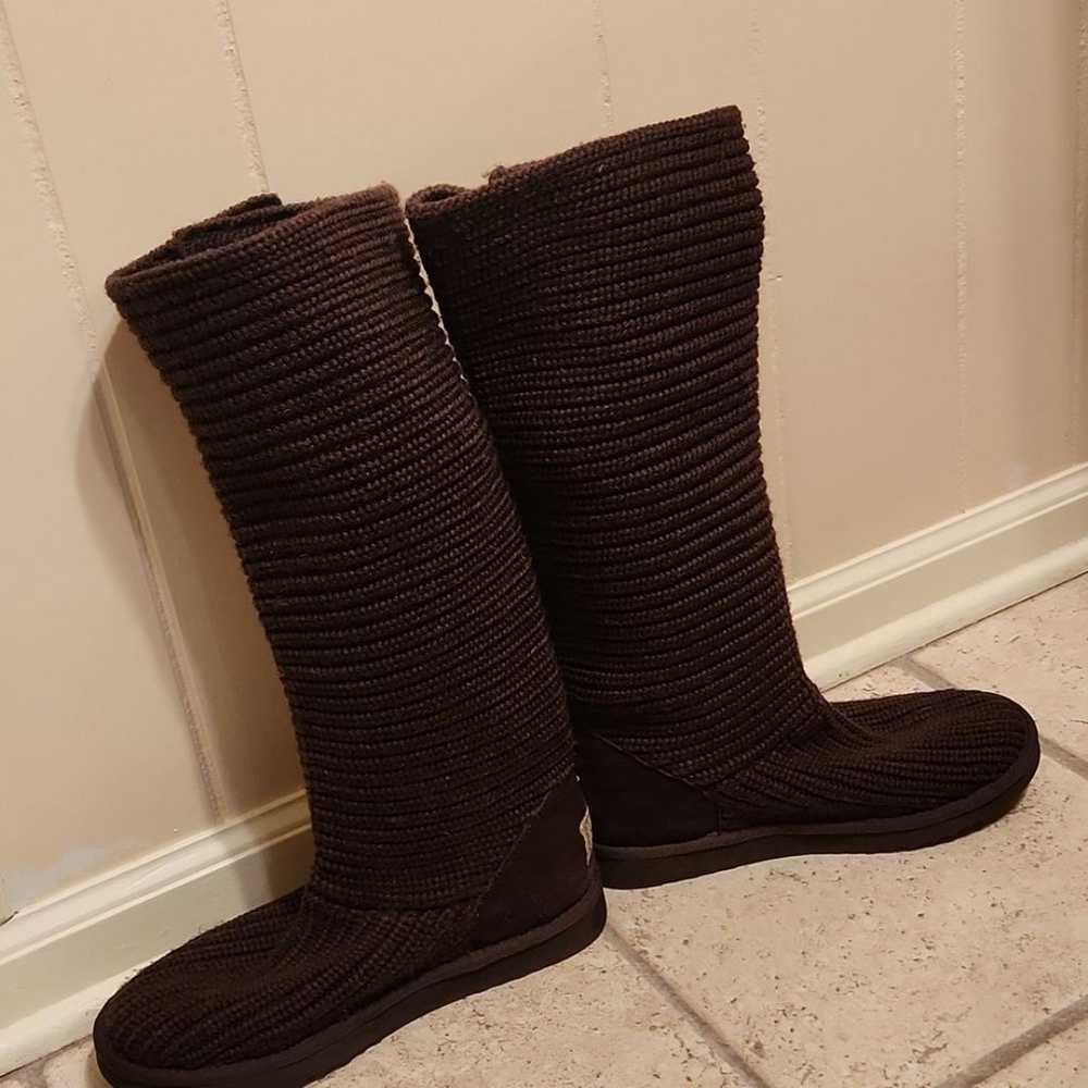 Ugg Women's Classic Cardy Brown Knit Winter Boots… - image 3