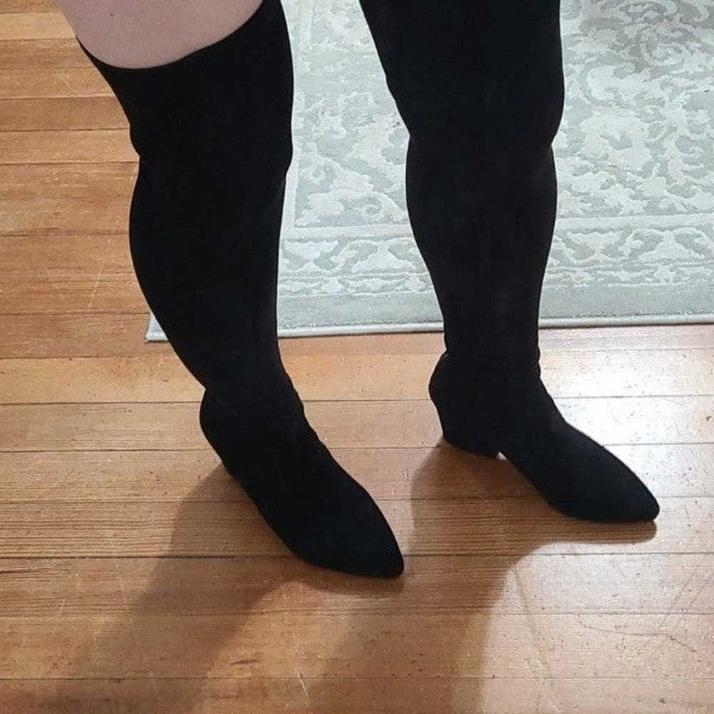 Over the Knee Black Faux Suede Boots - image 1