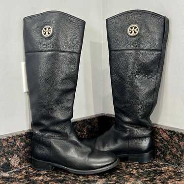 Tory Burch black Junction Riding Boot Tumbled Leat