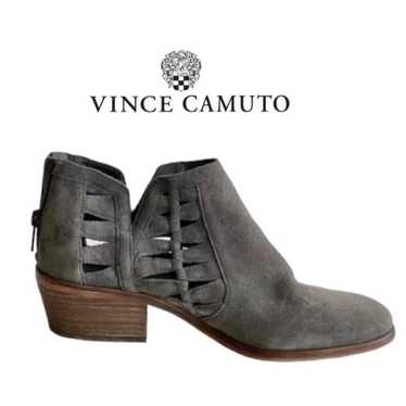 Vince Camuto Peera Gray Suede Cutout Booties