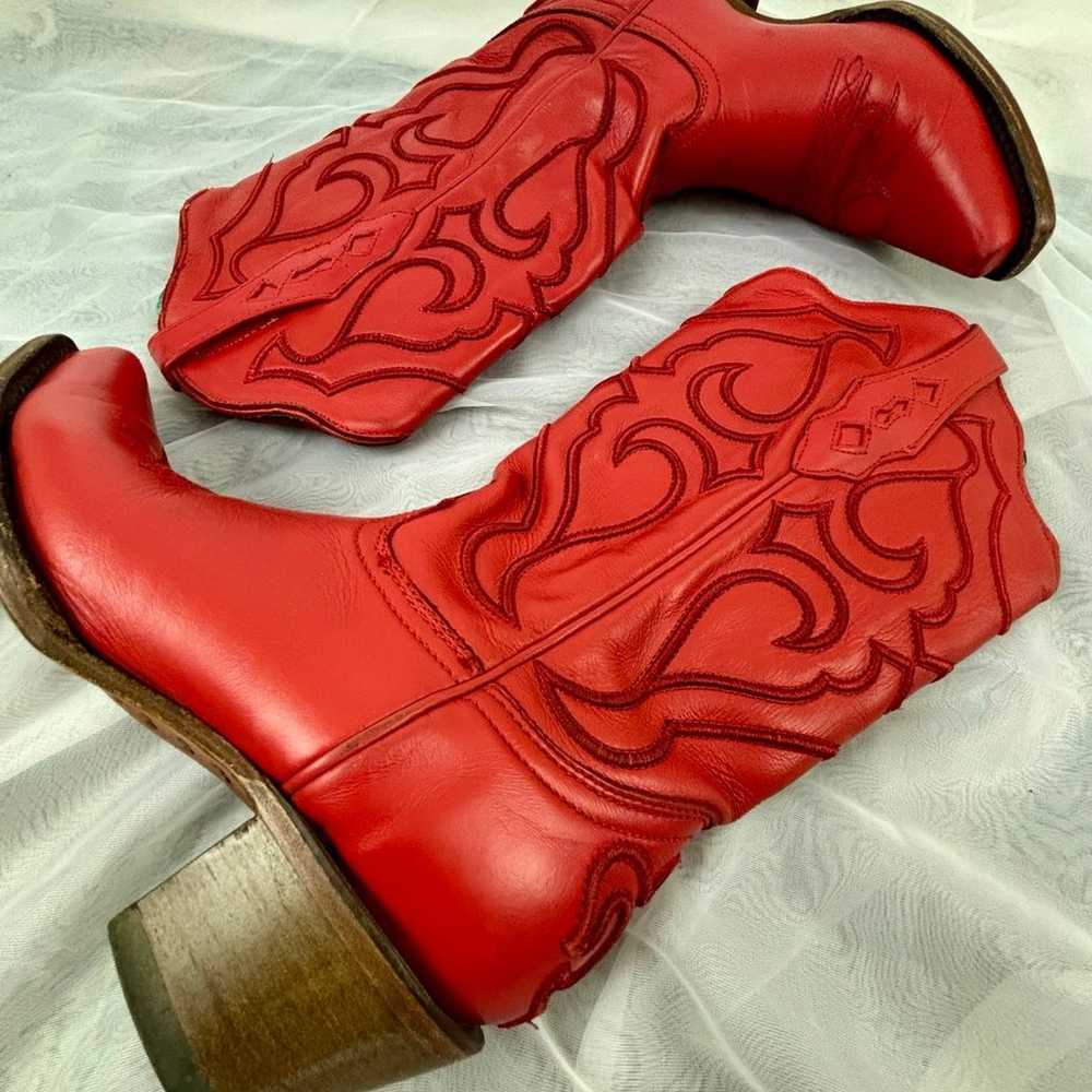 red leather cowgirls  boots - image 1