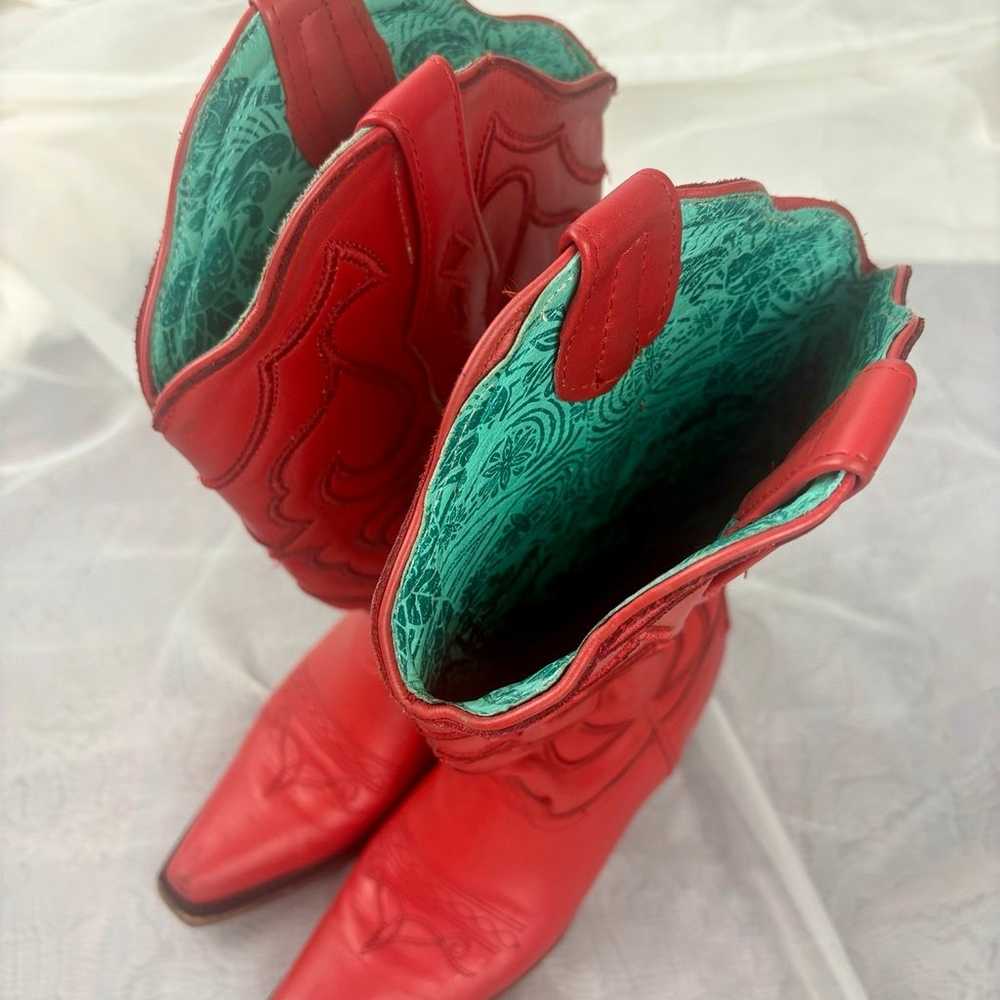 red leather cowgirls  boots - image 5