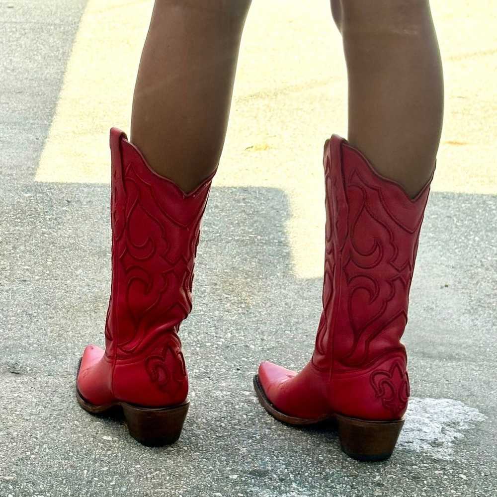 red leather cowgirls  boots - image 7