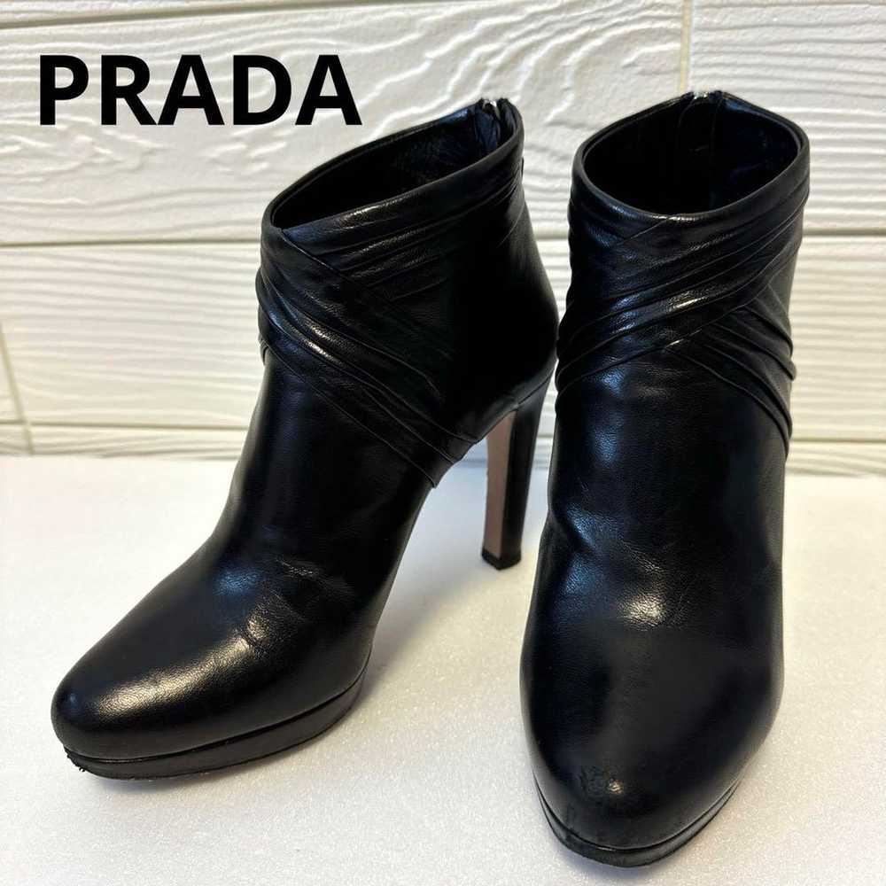 PRADA Leather Short Boots Black - image 1